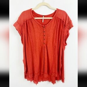 Free People Oversized Raw edged top